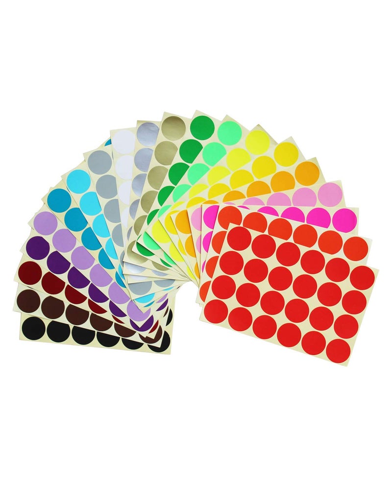 LJY 2400 Count Round Dot Stickers Color Coding Labels, 1.26 inch Diameter, 20 Colors, 100 Sheets - Image 2